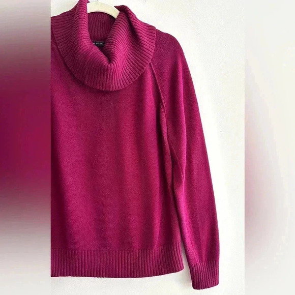 Jeanne Pierre Cowl Neck Solid Knit Sweater, Berry/Purple, Size Large - Picture 16 of 16